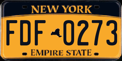 NY license plate FDF0273
