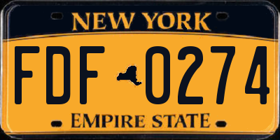 NY license plate FDF0274