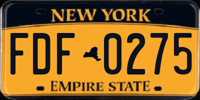 NY license plate FDF0275