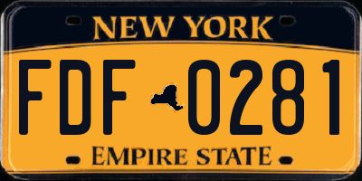 NY license plate FDF0281