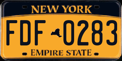 NY license plate FDF0283