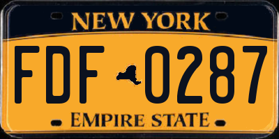 NY license plate FDF0287