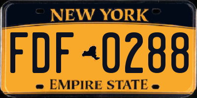 NY license plate FDF0288