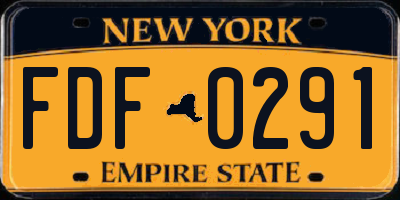 NY license plate FDF0291