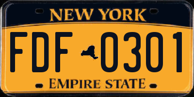 NY license plate FDF0301