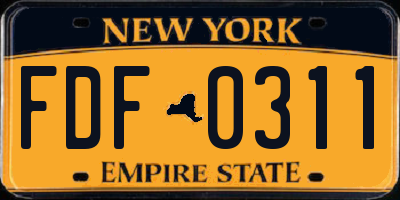 NY license plate FDF0311