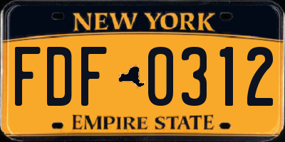 NY license plate FDF0312