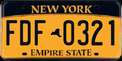 NY license plate FDF0321