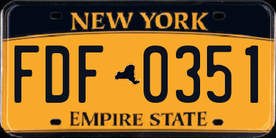 NY license plate FDF0351