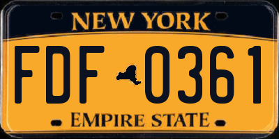 NY license plate FDF0361