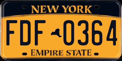 NY license plate FDF0364