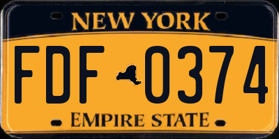 NY license plate FDF0374