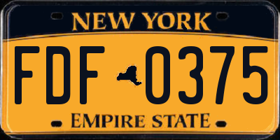 NY license plate FDF0375