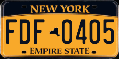 NY license plate FDF0405
