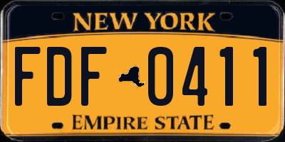 NY license plate FDF0411