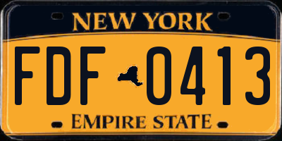 NY license plate FDF0413