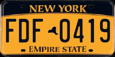 NY license plate FDF0419