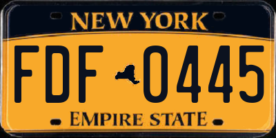 NY license plate FDF0445