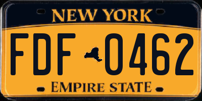 NY license plate FDF0462