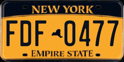 NY license plate FDF0477