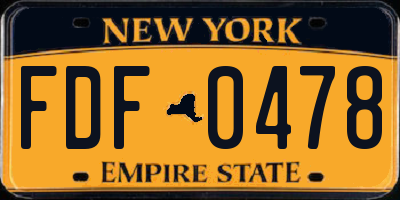 NY license plate FDF0478