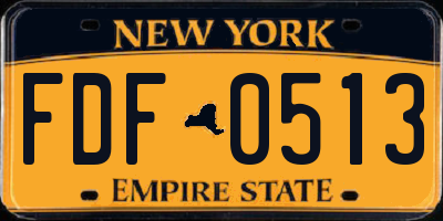 NY license plate FDF0513