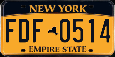 NY license plate FDF0514