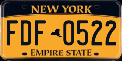NY license plate FDF0522