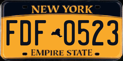 NY license plate FDF0523