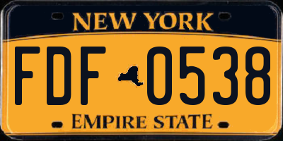 NY license plate FDF0538