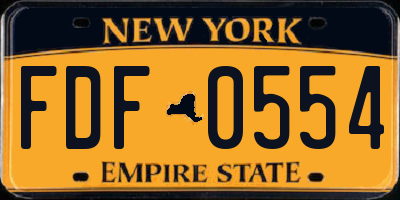 NY license plate FDF0554