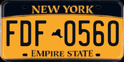 NY license plate FDF0560