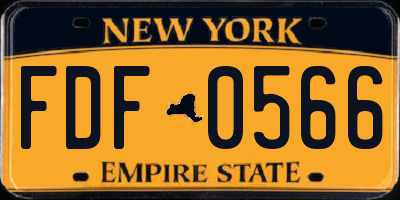 NY license plate FDF0566