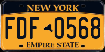 NY license plate FDF0568