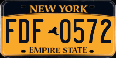 NY license plate FDF0572