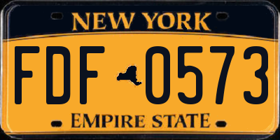 NY license plate FDF0573