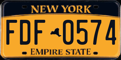 NY license plate FDF0574