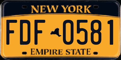 NY license plate FDF0581