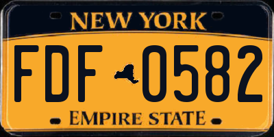 NY license plate FDF0582