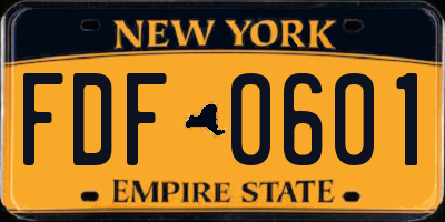 NY license plate FDF0601