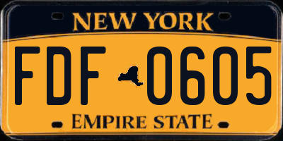 NY license plate FDF0605