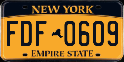 NY license plate FDF0609