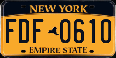 NY license plate FDF0610