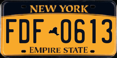 NY license plate FDF0613