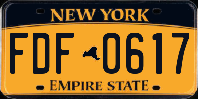 NY license plate FDF0617