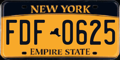 NY license plate FDF0625