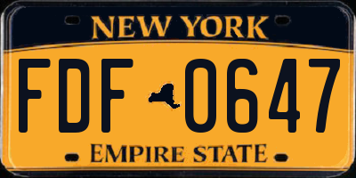 NY license plate FDF0647