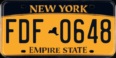 NY license plate FDF0648