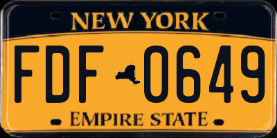 NY license plate FDF0649