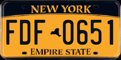 NY license plate FDF0651